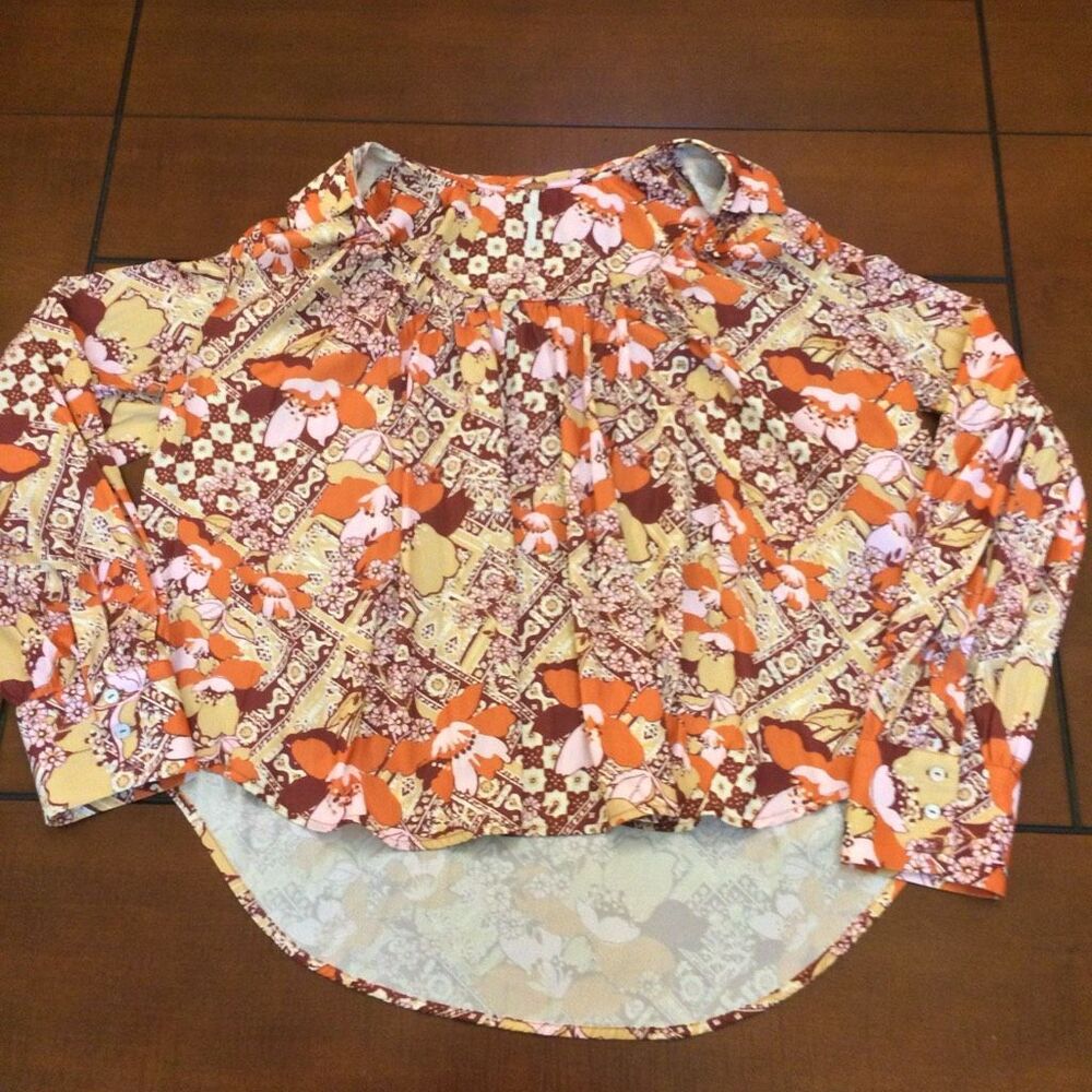 Free people floral all over print blouse medium